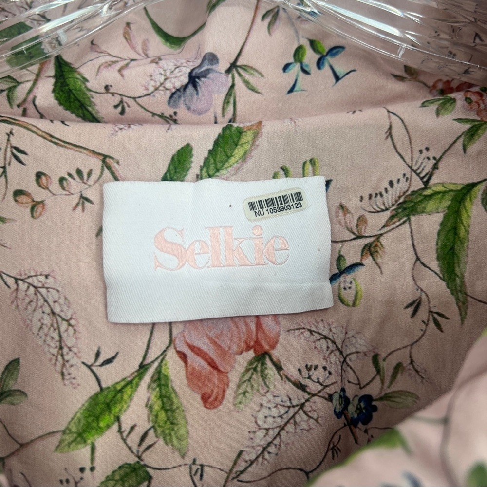 Selkie The Marshmellow Puffer Pink Floral Cropped Coquette Puff Sleeve Coat XS - Picture 8 of 11